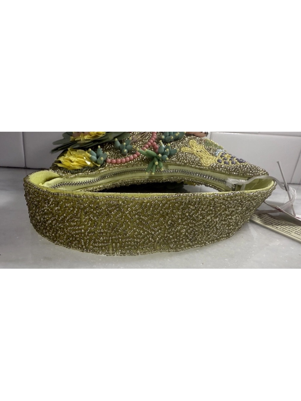 NEW RELEASE Viral Beaded Floral Bag Yellow and Green- Made in India NWT - Picture 6 of 7